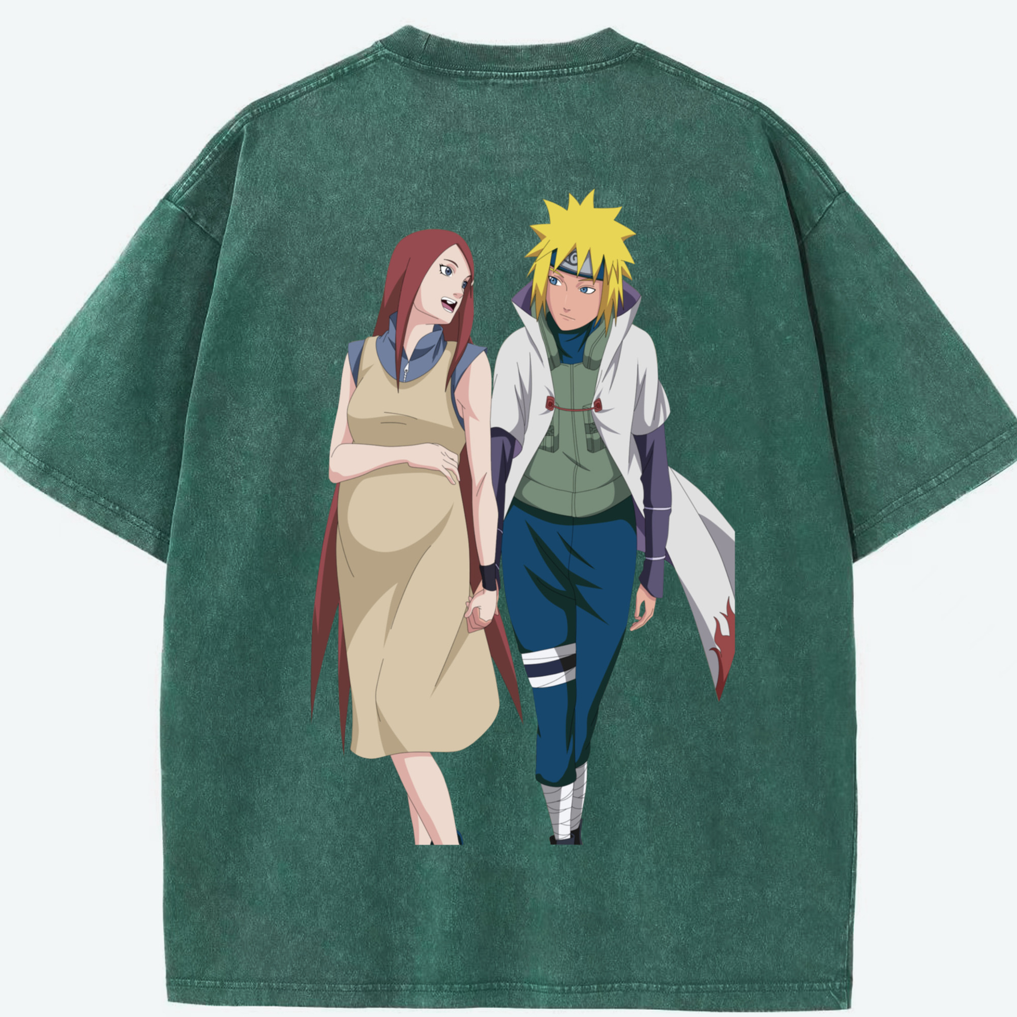 （画像用） NARUTO -ナルト- 波風 ミナト Namikaze Minato 綿100% ヴィンテージ風 半袖Tシャツ（背面プリント）
